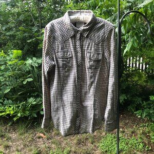 Old Navy Brown Plaid Western Shirt, Size XL